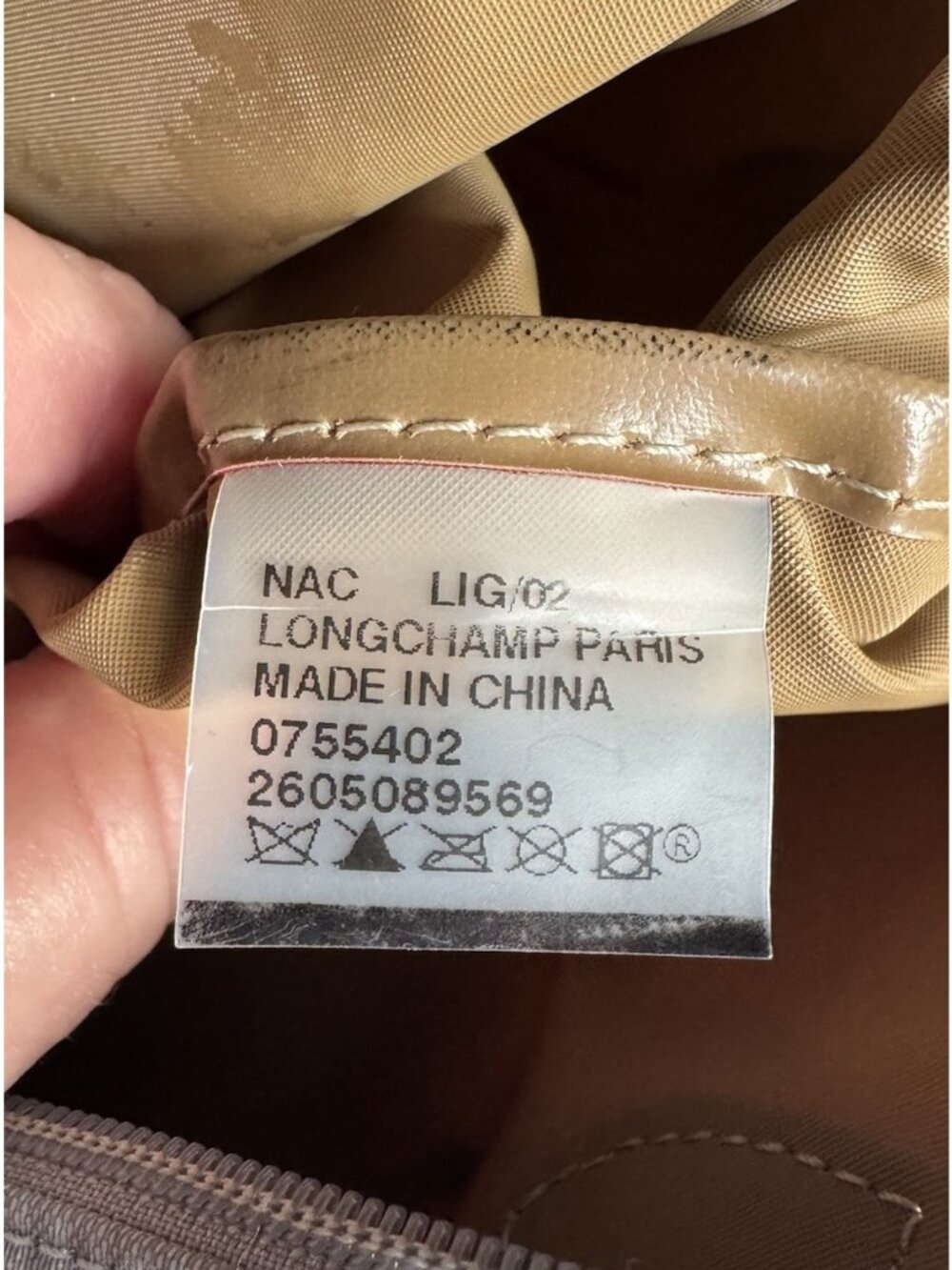 Longchamp Le Pliage Womens Tote Bag Small Light Blue Brown Leather Long Straps - Picture 15 of 16